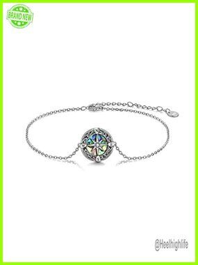 Sterling Silver Compass Lighthouse Bracelet Abalone Shell Link